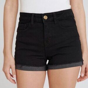 American Eagle Super Super Stretch High Rise Black Denim Shortie Shorts Cutoff